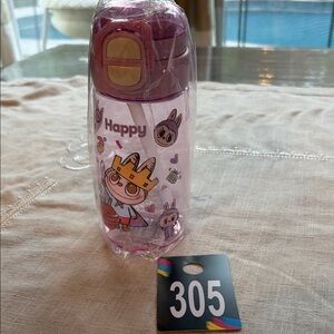 305,Purple Plastic Labubu Cartoon Theme Water Bottle